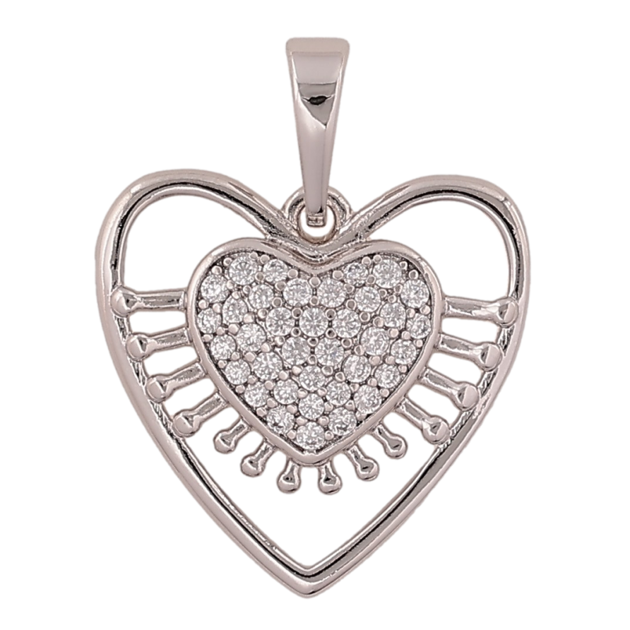 Кулон Xuping колір Родій "Серце з кристалами" для ланцюжка до 6мм фото №1