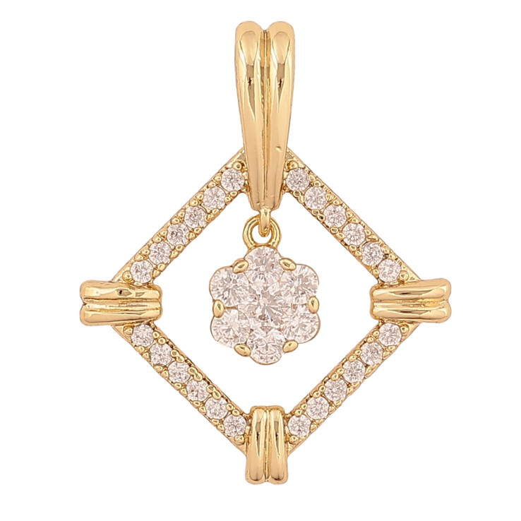 Кулон Xuping колір Позолота 14К "Візерунок кристалами" для ланцюжка до 4мм фото №5 Кулон Xuping колір Позолота 14К "Візерунок кристалами" для ланцюжка до 4мм фото №5