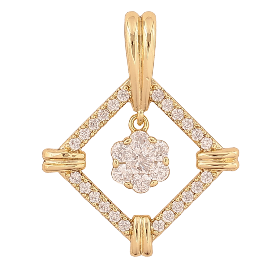 Кулон Xuping колір Позолота 14К "Візерунок кристалами" для ланцюжка до 4мм фото №1