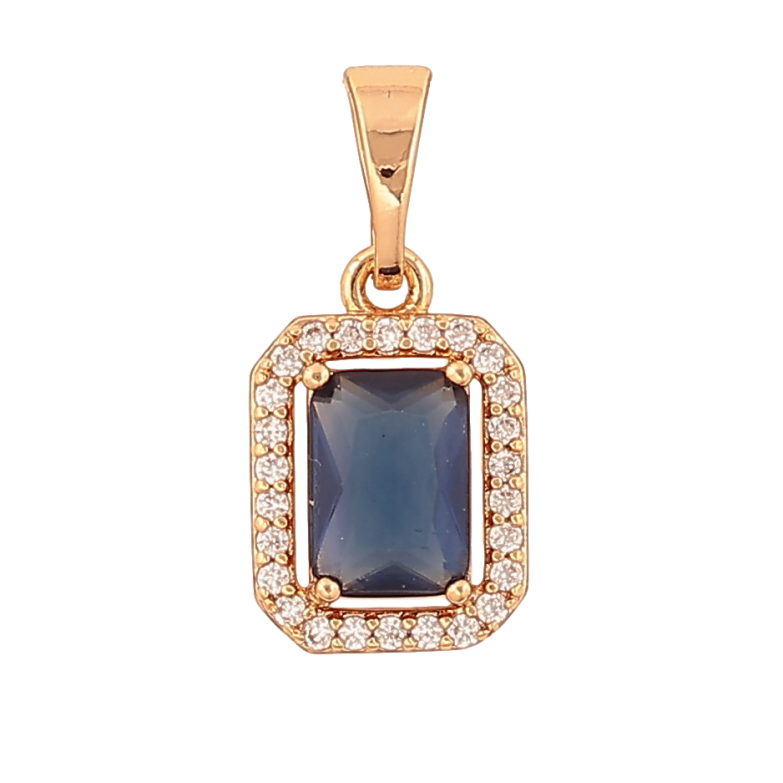 Кулон Xuping колір Позолота 18K "Синій кристал в обрамленні" для ланцюжка до 5мм фото №1
