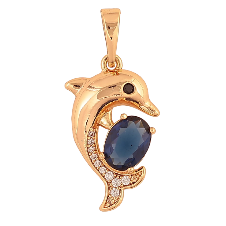 Кулон Xuping колір Позолота 18K "Дельфін з синім кристалом" для ланцюжка до 6мм фото №21