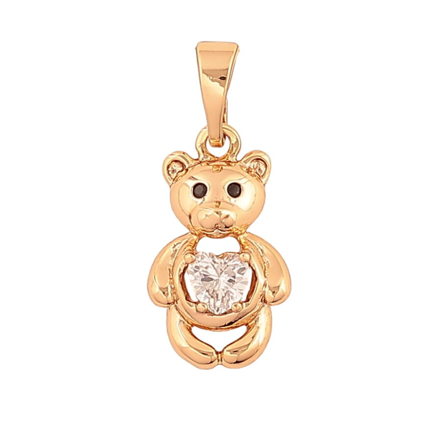 Кулон Xuping колір Позолота 18К "Ведмедик з кристальним серцем" для ланцюжка до 5мм фото №1 Кулон Xuping колір Позолота 18К "Ведмедик з кристальним серцем" для ланцюжка до 5мм фото №1