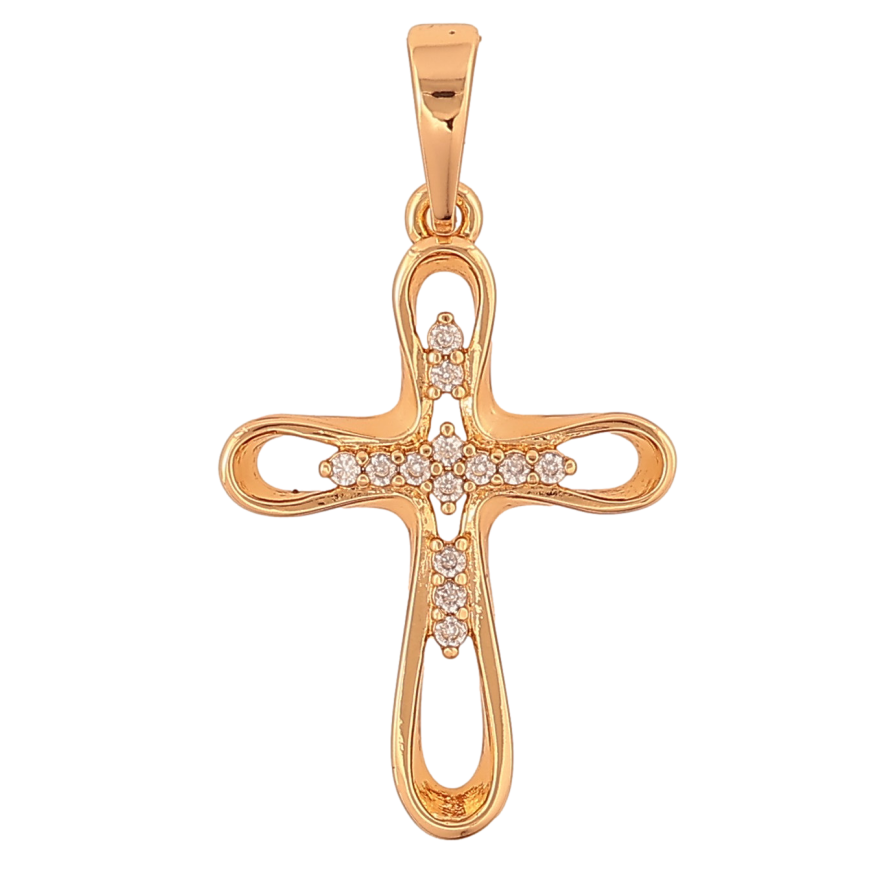 Кулон Xuping колір Позолота 18K "Хрест з  кристалами" для ланцюжка до 6мм фото №1