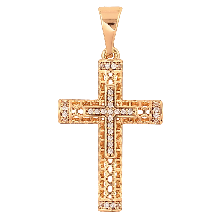 Кулон Xuping колір Позолота 18K "Хрест з кристалами" для ланцюжка до 7мм фото №1