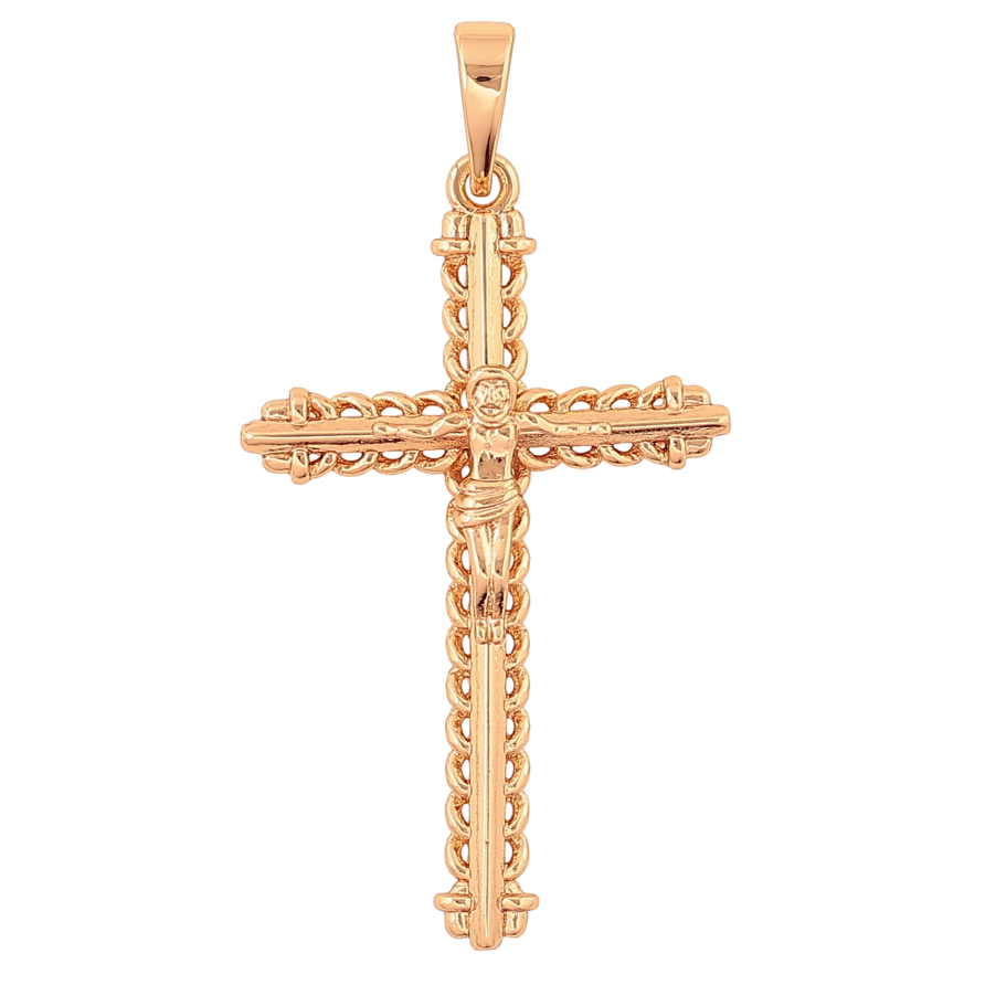 Кулон Xuping колір Позолота 18K "Хрест з Розп'яттям" для ланцюжка до 6мм фото №1
