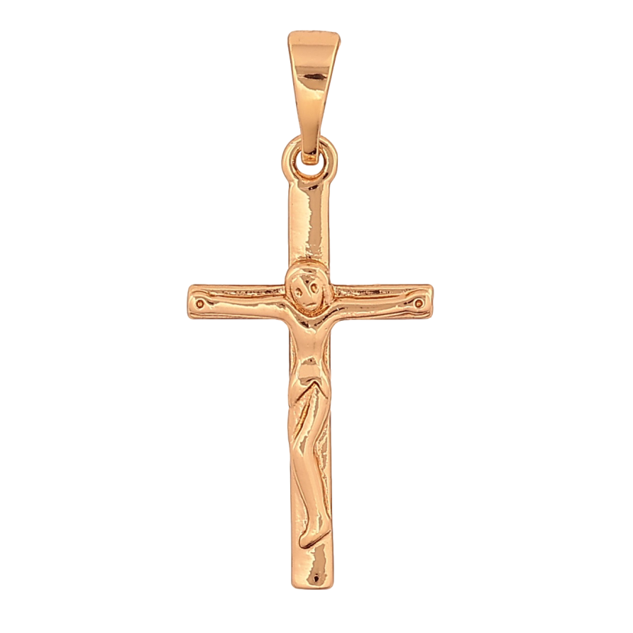 Кулон Xuping колір Позолота 18K "Хрест з Розп'яттям" для ланцюжка до 5мм фото №1