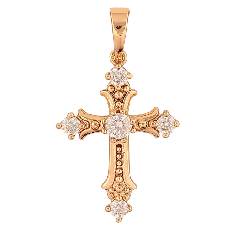 Кулон Xuping колір Позолота 18K "Хрест з кристалами" для ланцюжка до 6мм фото №1