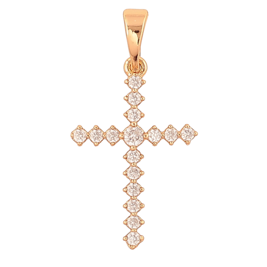 Кулон Xuping колір Позолота 18K "Хрест з кристалами" для ланцюжка до 5мм фото №1