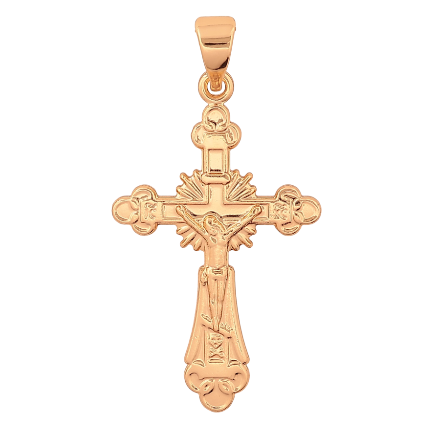 Кулон Xuping цвет Позолота 18К "Крест с Распятием и надписью Спаси и Сохрани" для цепочки до 7мм фото №1