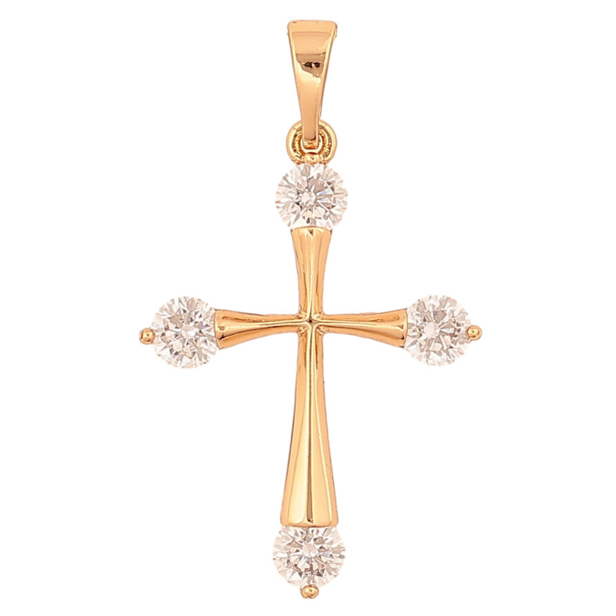 Кулон Xuping цвет Позолота 18К "Крест с кристаллами" для цепочки до 5мм фото №1