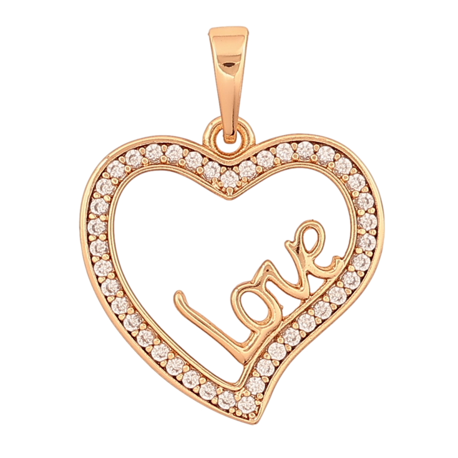 Кулон Xuping колір Позолота 18К "Серце з написом Love" для ланцюжка до 6мм фото №1 Кулон Xuping колір Позолота 18К "Серце з написом Love" для ланцюжка до 6мм фото №1