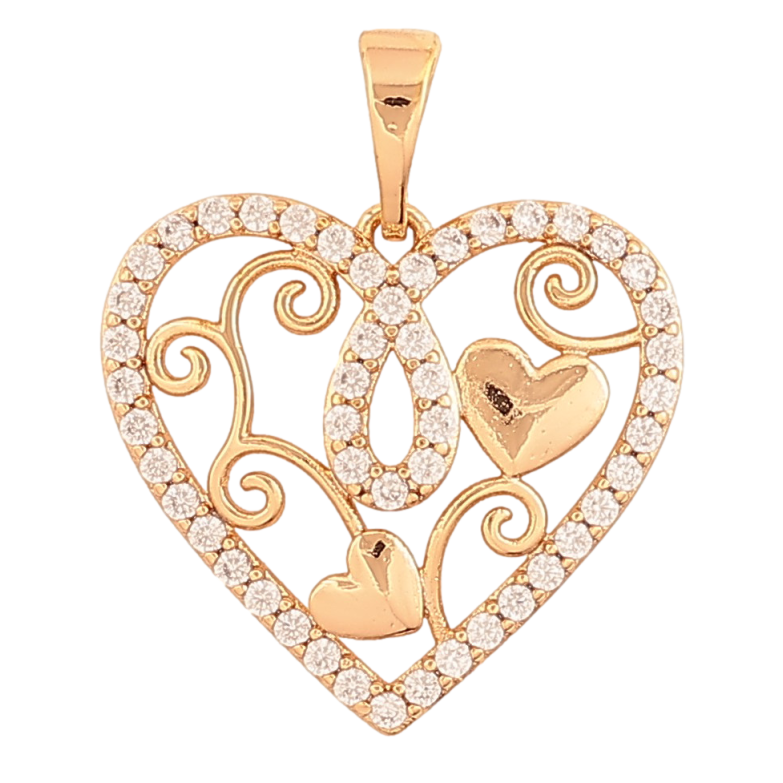 Кулон Xuping колір Позолота 18К "Серце з кристалами" для ланцюжка до 5мм фото №1