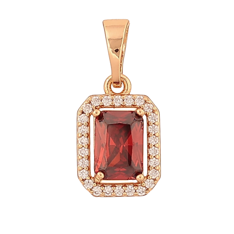 Кулон Xuping цвет Позолота 18K "Красный кристалл в обрамлении" для цепочки до 5мм фото №1