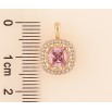Кулон Xuping колір Позолота 18K "Рожевий кристал в обрамленні" для ланцюжка до 2мм фото №2