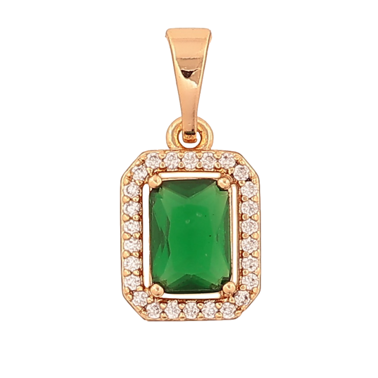 Кулон Xuping колір Позолота 18K "Зелений кристал в обрамленні" для ланцюжка до 5мм фото №11