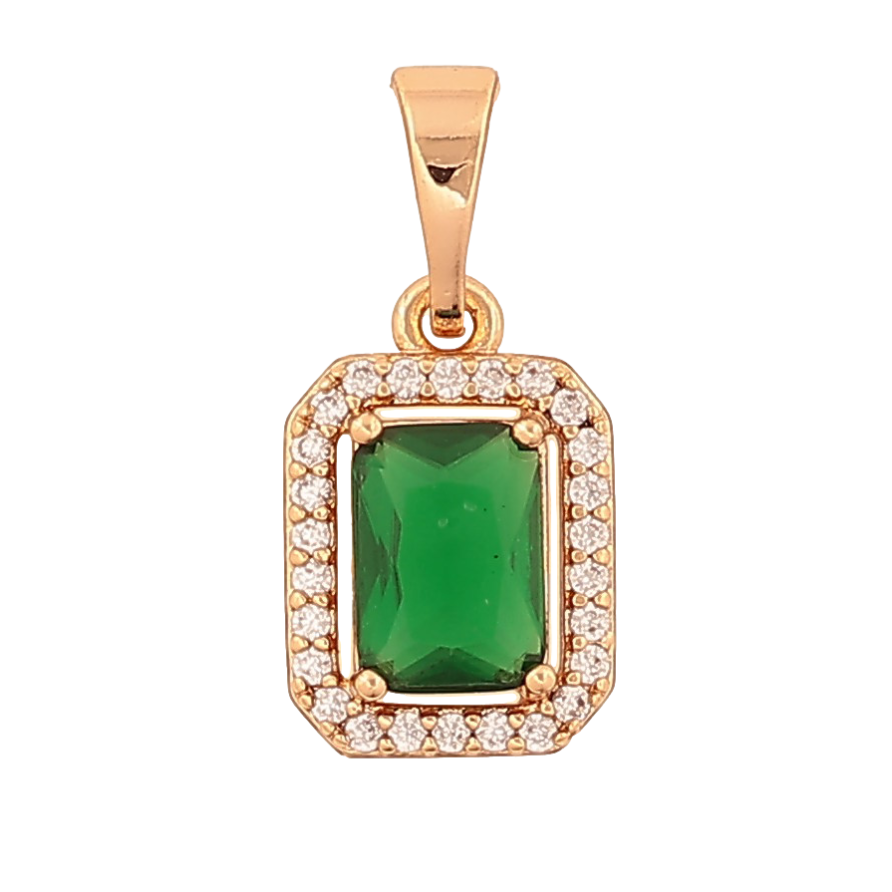 Кулон Xuping колір Позолота 18K "Зелений кристал в обрамленні" для ланцюжка до 5мм фото №1