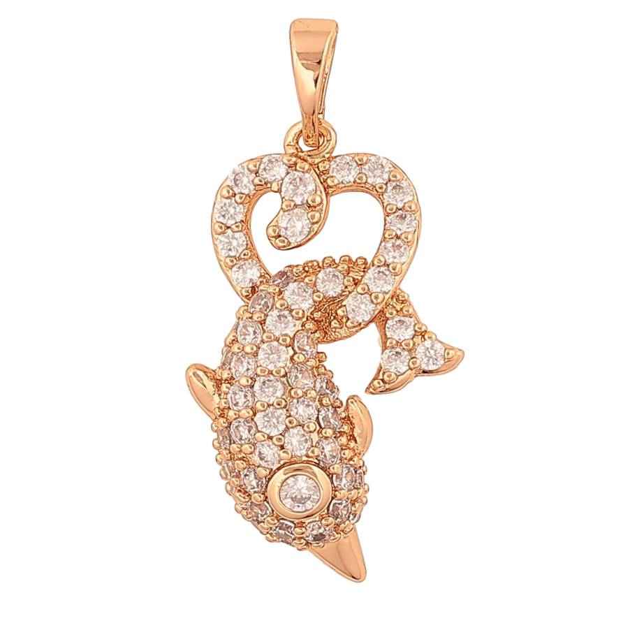 Кулон Xuping колір Позолота 18К "Серце з дельфіном" для ланцюжка до 5мм фото №1