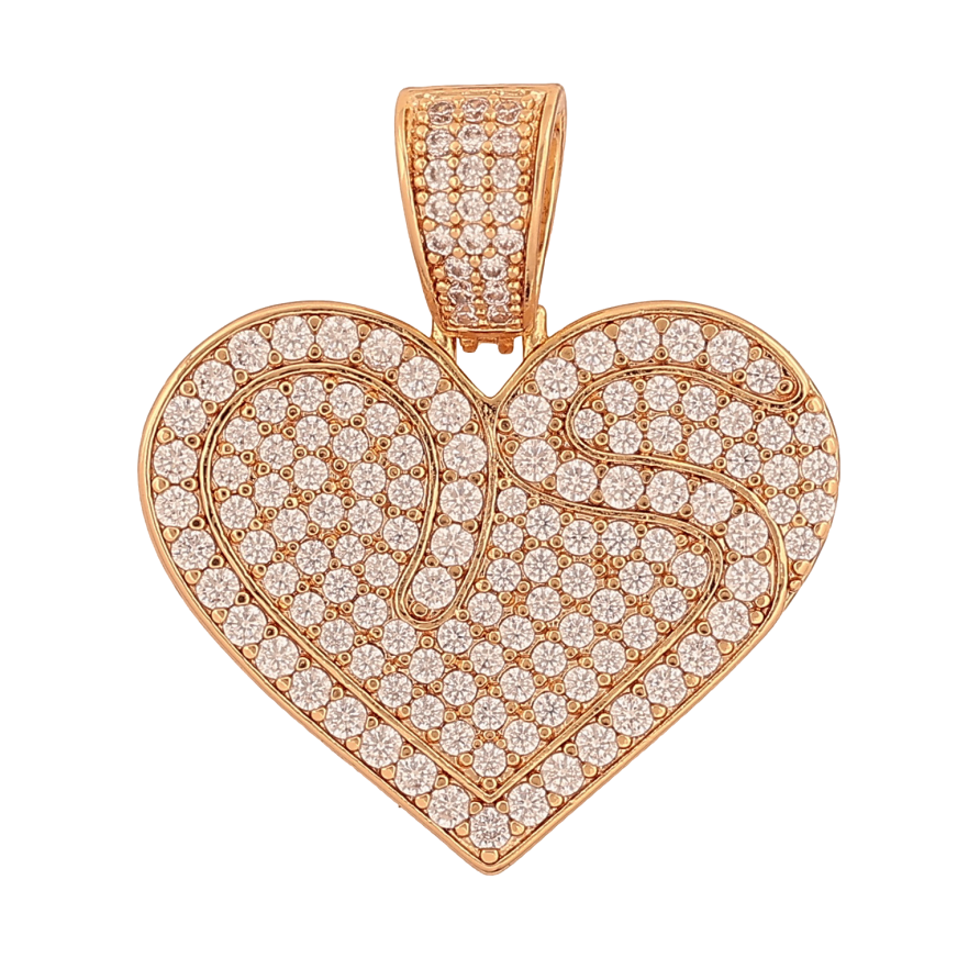 Кулон Xuping колір Позолота 18К "Серце з інкрустацією кристалами" для ланцюжка до 6мм фото №1