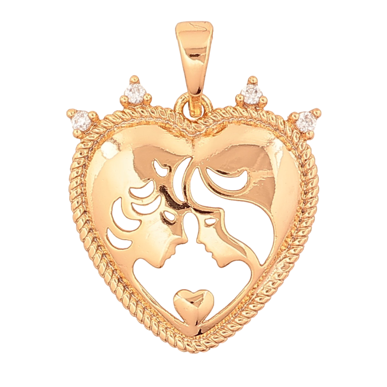 Кулон Xuping колір Позолота 18К "Закохані в серці" для ланцюжка до 6мм фото №1