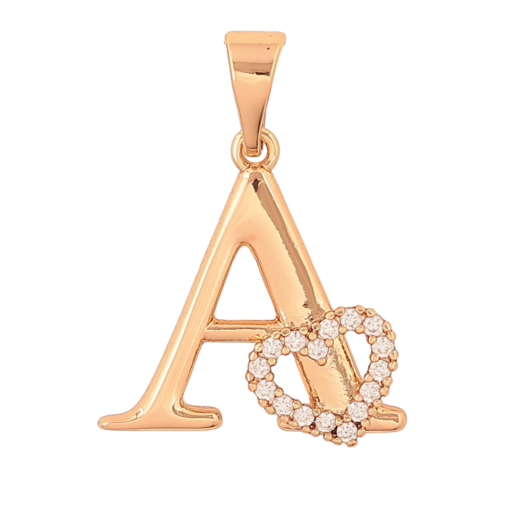 Кулон Xuping колір Позолота 18K "Літера A з серцем" для ланцюжка до 7мм фото №7