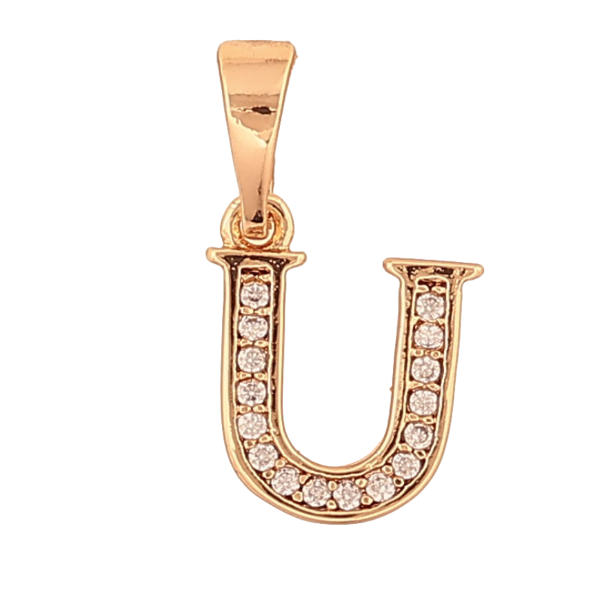 Кулон Xuping колір Позолота 18K "Літера U з кристалами" для ланцюжка до 5мм фото №1