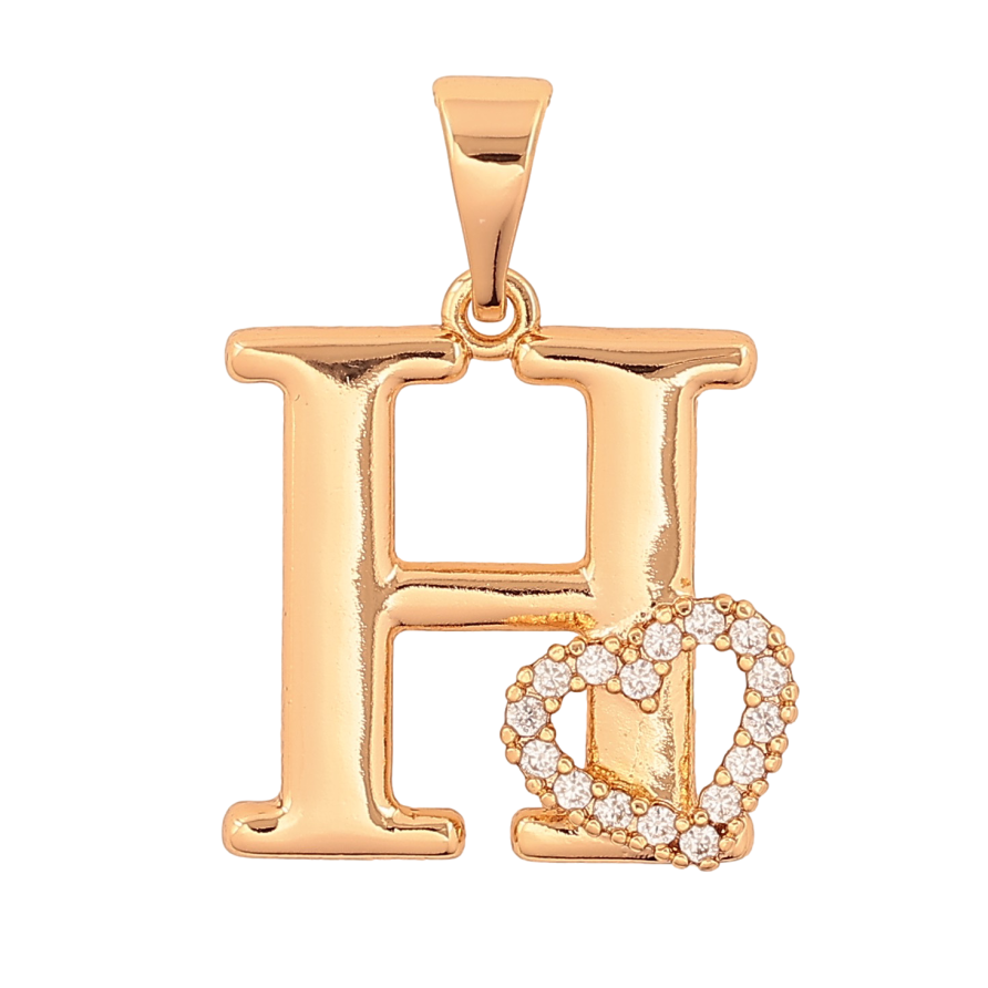 Кулон Xuping колір Позолота 18K "Літера H з серцем" для ланцюжка до 7мм фото №1