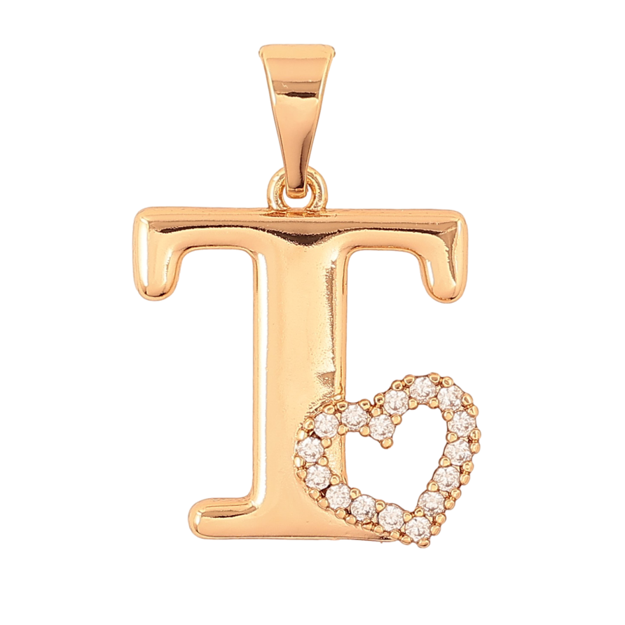 Кулон Xuping колір Позолота 18K "Літера T з серцем" для ланцюжка до 7мм фото №1