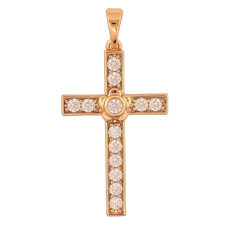Кулон Xuping колір Позолота 18K "Хрест з кристалами" для ланцюжка до 5мм фото №3