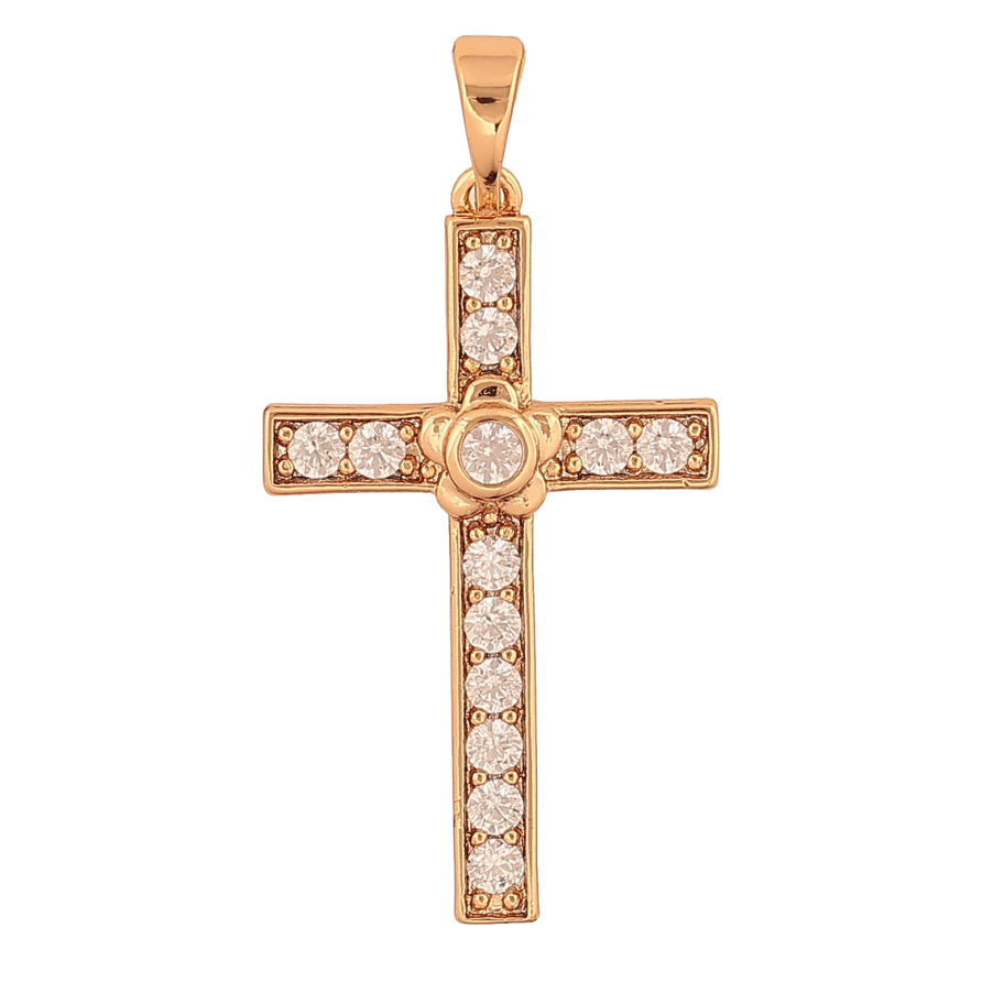 Кулон Xuping колір Позолота 18K "Хрест з кристалами" для ланцюжка до 5мм фото №1