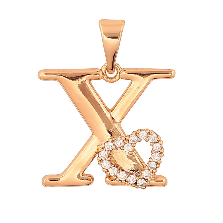 Кулон Xuping колір Позолота 18K "Літера Х з серцем" для ланцюжка до 7мм фото №1