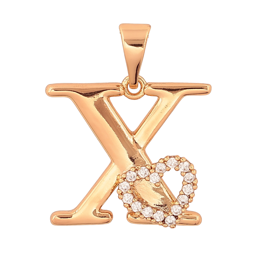 Кулон Xuping колір Позолота 18K "Літера Х з серцем" для ланцюжка до 7мм фото №1