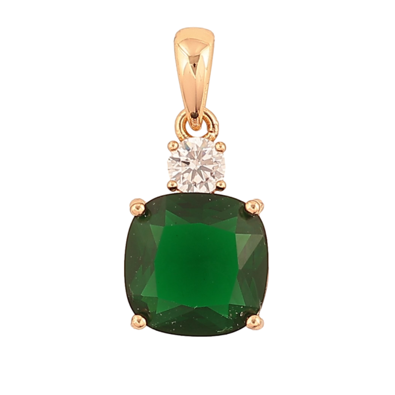 Кулон Xuping колір Позолота 18К "Зелений кристал" для ланцюжка до 4мм фото №8