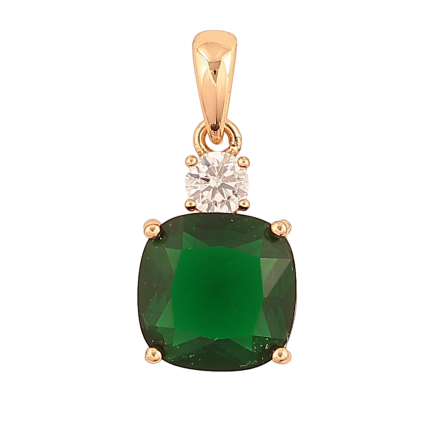 Кулон Xuping колір Позолота 18К "Зелений кристал" для ланцюжка до 4мм фото №1