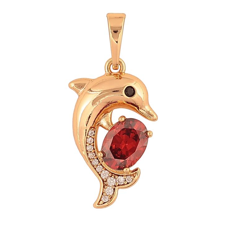 Кулон Xuping колір Позолота 18K "Дельфін з червоним кристалом" для ланцюжка до 6мм фото №23
