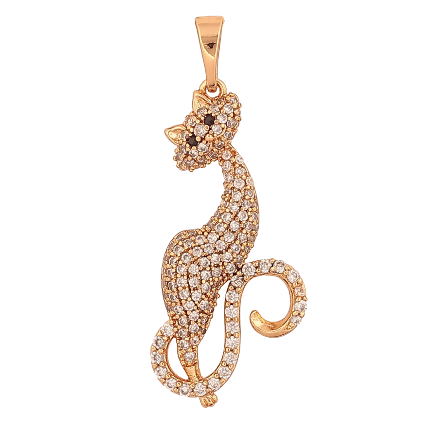 Кулон Xuping колір Позолота 18К "Кішка з інкрустацією кристалами" для ланцюжка до 5мм фото №1