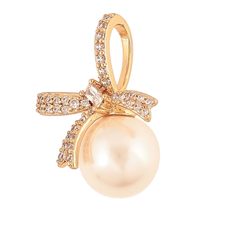 Кулон Xuping цвет Позолота 18K "Бант с жемчужиной" для цепочки до 7мм фото №1