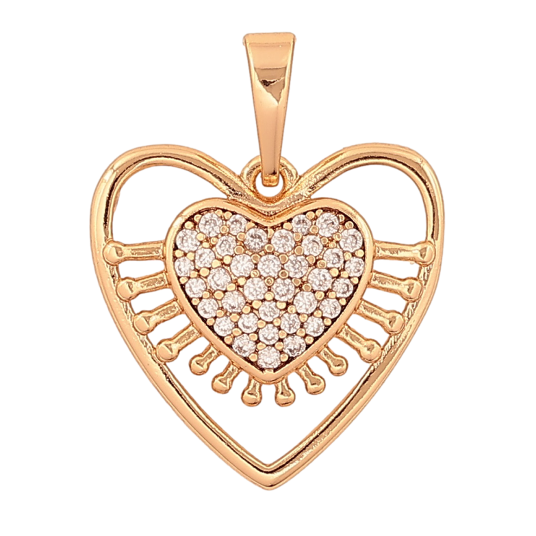 Кулон Xuping колір Позолота 18K "Серце з інкрустацією кристалами" для ланцюжка до 6мм фото №1