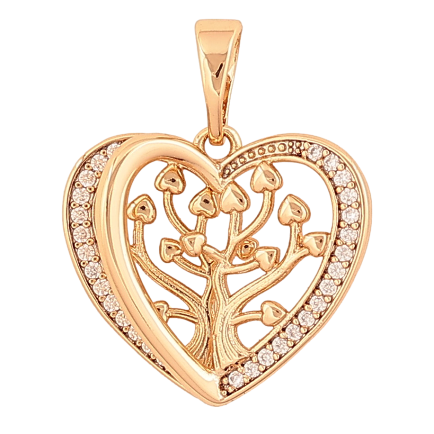 Кулон Xuping колір Позолота 18К "Серце з деревом життя" для ланцюжка до 6мм фото №1