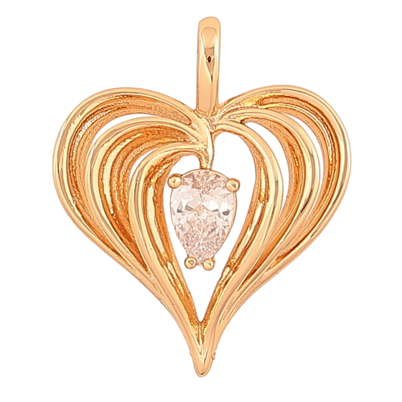 Кулон Xuping колір Позолота 18К "Серце з кристалом" для ланцюжка до 3мм фото №1