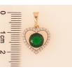 Кулон Xuping цвет Позолота 18K "Сердечко с зеленым кристаллом" для цепочки до 6мм фото №2