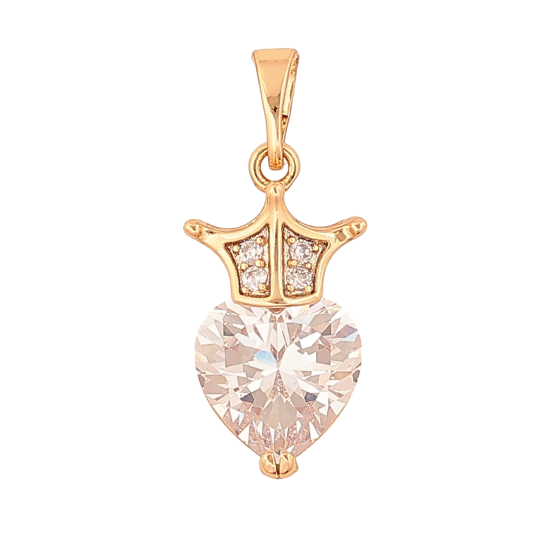 Кулон Xuping колір Позолота 18К "Кристальне серце з короною" для ланцюжка до 5мм фото №1