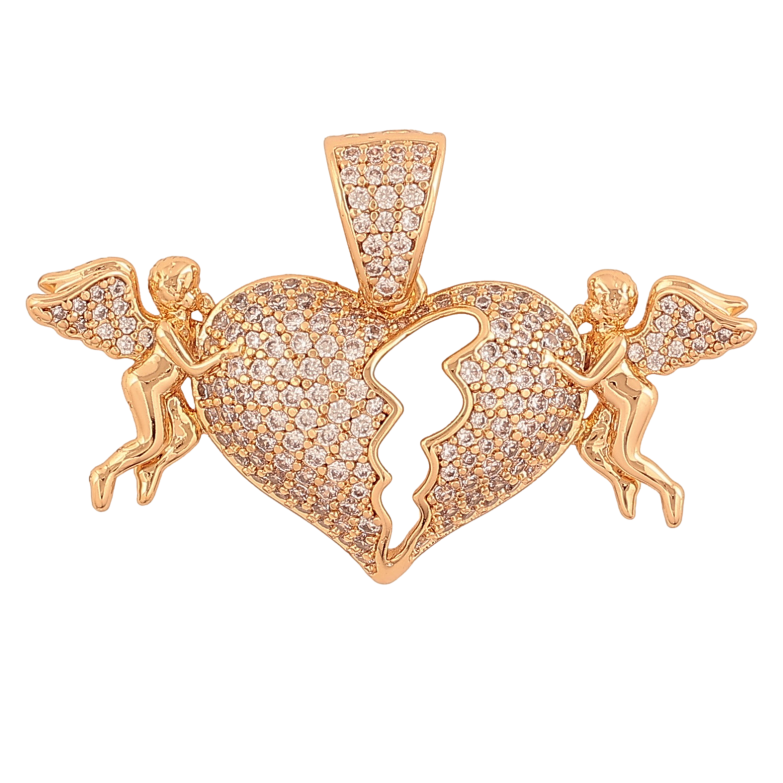 Кулон Xuping колір Позолота 18К "Ангели з розбитим серцем" для ланцюжка до 7мм фото №1 Кулон Xuping колір Позолота 18К "Ангели з розбитим серцем" для ланцюжка до 7мм фото №1