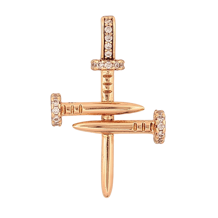 Кулон Xuping колір Позолота 18K "Хрест із цвяхів з кристалами" для ланцюжка до 2мм фото №1