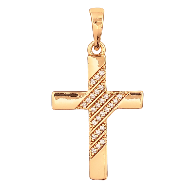 Кулон Xuping колір Позолота 18К "Хрест з кристалами" для ланцюжка до 6мм фото №1