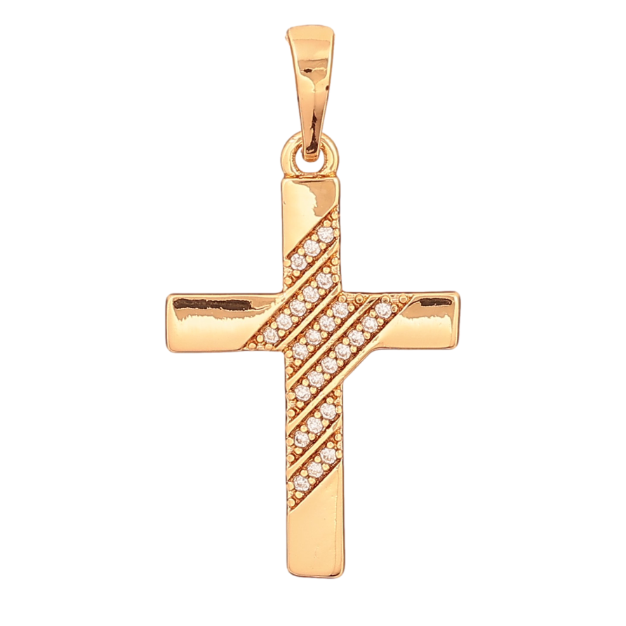Кулон Xuping колір Позолота 18К "Хрест з кристалами" для ланцюжка до 6мм фото №1