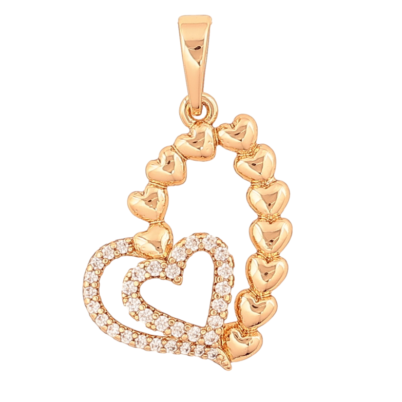 Кулон Xuping цвет Позолота 18К "Сердечко с инкрустацией кристаллами" для цепочки до 6мм фото №1