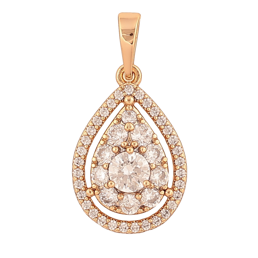 Кулон Xuping колір Позолота 18К "Крапелька з інкрустацією кристалами" для ланцюжка до 6мм фото №1