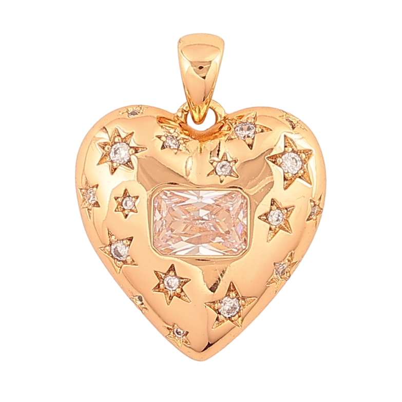 Кулон Xuping колір Позолота 18К "Сердечко з кристалами" для ланцюжка до 4мм фото №1
