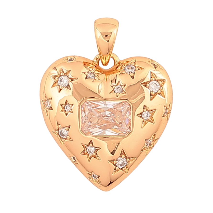 Кулон Xuping колір Позолота 18К "Сердечко з кристалами" для ланцюжка до 4мм фото №1