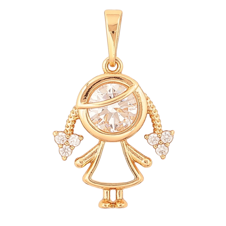 Кулон Xuping колір Позолота 18К "Дівчинка з кристалами" для ланцюжка до 6мм фото №4 Кулон Xuping колір Позолота 18К "Дівчинка з кристалами" для ланцюжка до 6мм фото №4